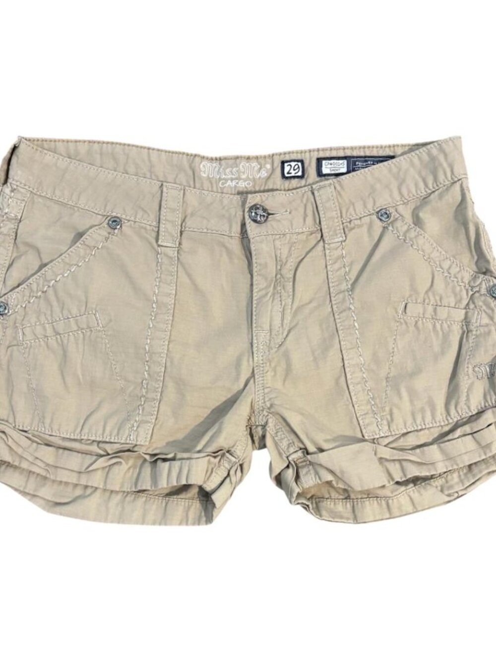 Miss Me Khaki Cargo Cuffed Shorts Size 29 CP4001H5